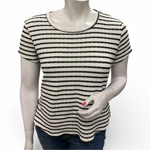 Studio Black and White Striped Short Sleeve Top Size XL